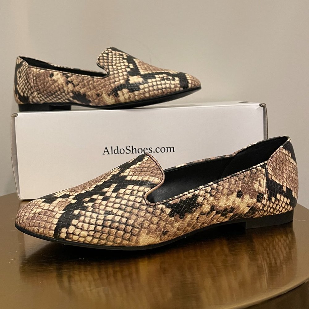 New ALDO Natural Snakeskin Kappa Flat Loafers Sz 6